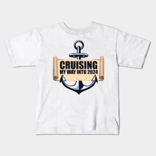Cruising My Way Into 2024 New Year 2024 Cruise Apparel Kids T-Shirt